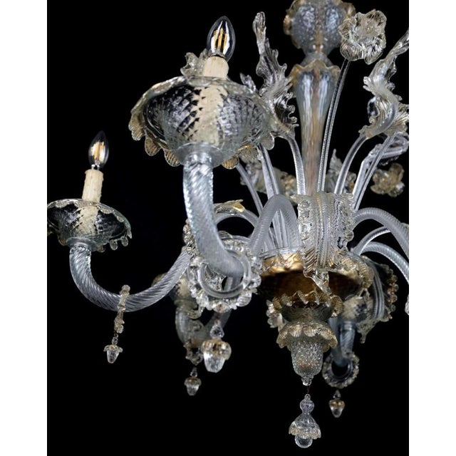 Venetian Murano Glass 6-Arm Chandelier For Sale - Image 3 of 9