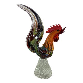 Large Mid-Century Multicolored Murano Glass Rooster, 1960s For Sale
