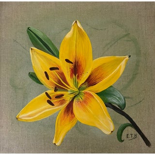 Modern Oil Painting - Yellow Flower For Sale