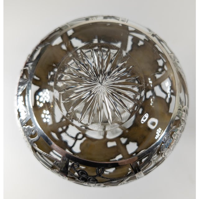 Early 20th Century Sterling Silver Glass Decanter Bottle With Grape Motif For Sale - Image 11 of 11