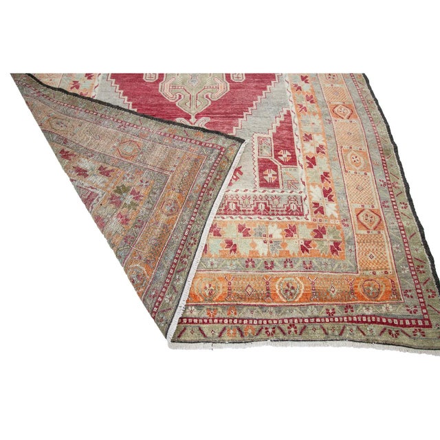 Mid 20th Century 1960s Vintage Wool Turkish Konya Rug- 5′6″ × 10′5″ For Sale - Image 5 of 7