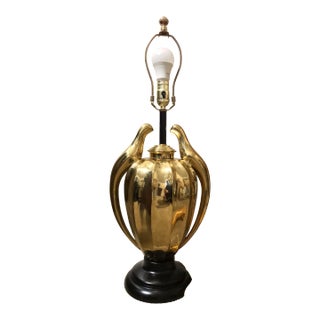 Vintage 1970's Frederick Cooper Brass Love Birds Table Lamp For Sale