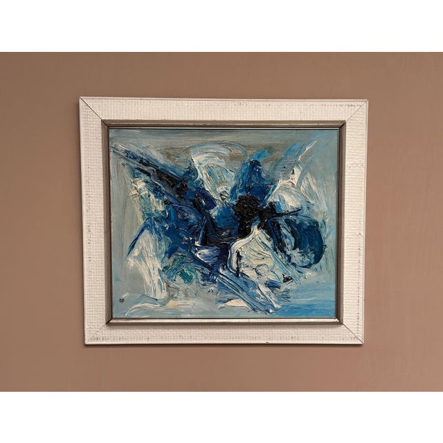Original Mid Century Swedish Oil on Canvas – “Strummer” by Bo Westberg – Framed 70 × 60 cm (27.6" × 23.6") A characterful...