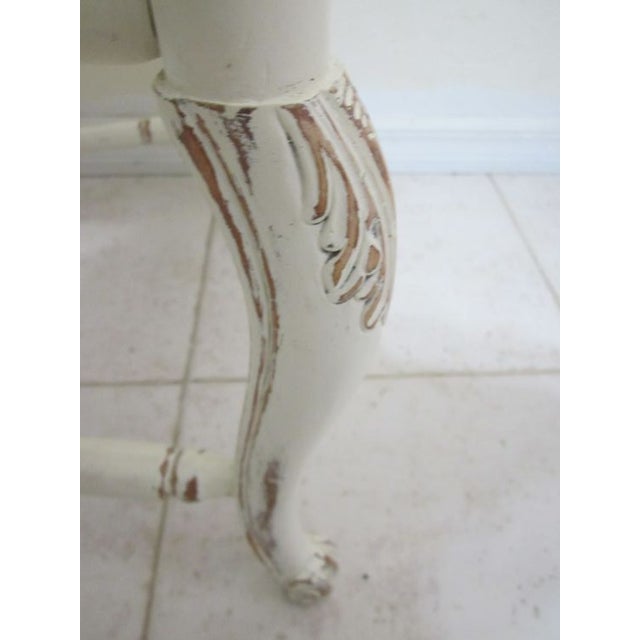 1980s Mid Century Rustic French Country Stools White Shabby Chic Rush Seat Straw Set of 2 For Sale - Image 11 of 12