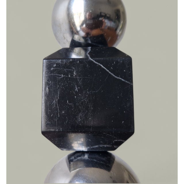 Vintage Table Lamp in Metal and Marble by Jacques Adnet, 1930s For Sale - Image 11 of 17