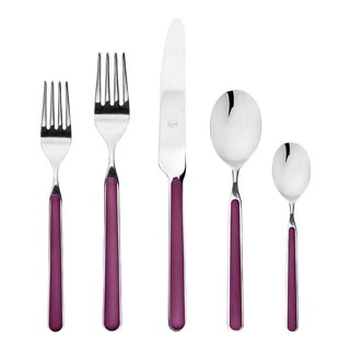 Mepra Fantasia 5-Piece Flatware Set, Dark Mauve For Sale