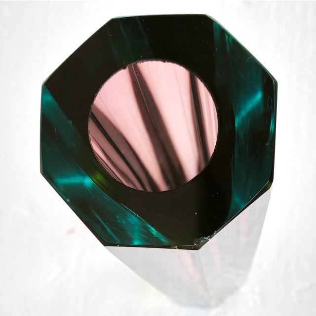 Large Murano Sommerso Block Vase 12 attributed to Mandruzzato, Italy, 1960s For Sale - Image 6 of 18