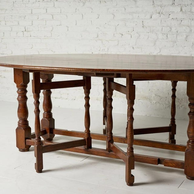 1960s Belgian Oak Gate-Leg Table For Sale In Birmingham - Image 6 of 9