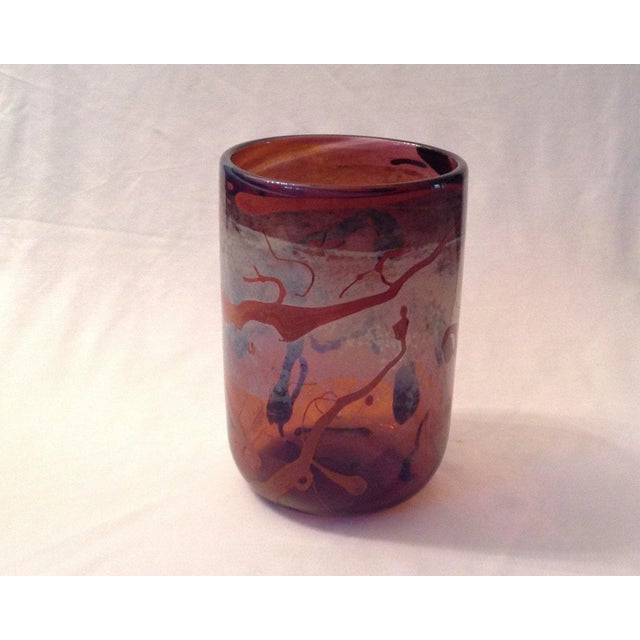 Mid-Century Modern Vintage Peter Vanderlaan Art Glass Vase Signed For Sale - Image 3 of 11