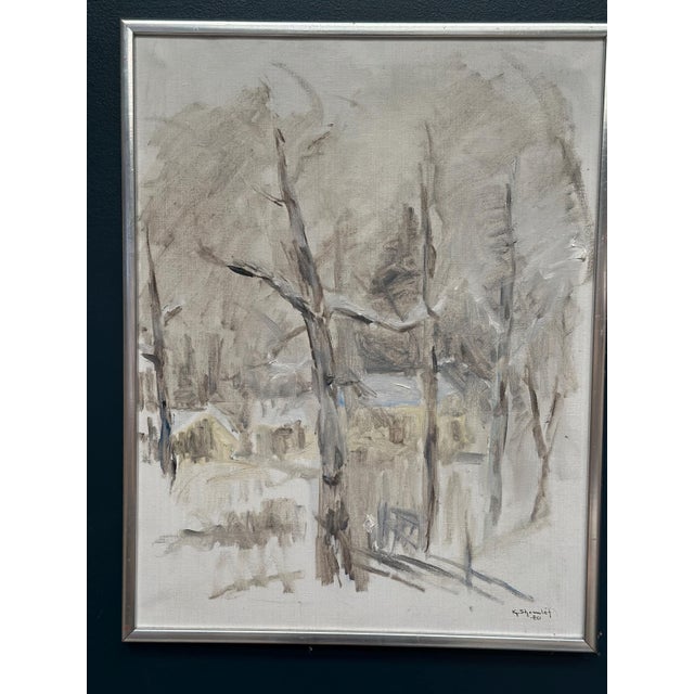 Kj. Shemlot, Winter Trees, 1980, Oil Painting on Canvas, Framed For Sale - Image 8 of 14