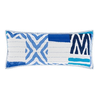 Pine Cone Hill by Annie Selke Patchwork Blue Decorative Pillow For Sale
