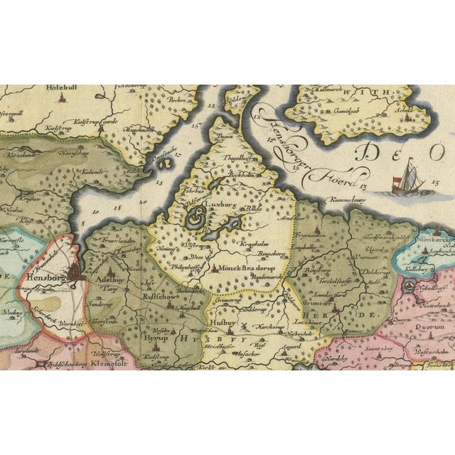 Cartographic Depiction of Flensburg and Surrounding Territories, 1648 For Sale - Image 6 of 10