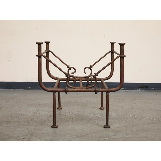 Black Vintage Giacometti Style Iron Coffee Table With Glass Top For Sale - Image 8 of 12