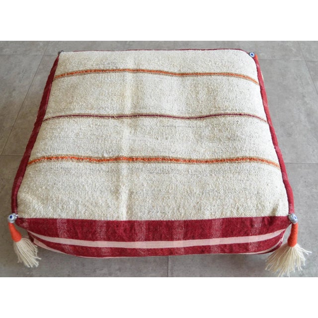 Turkish Hand Woven Floor Pouf Cover For Sale - Image 4 of 8