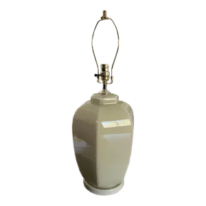1980's Glass Beige Octagon Lamp