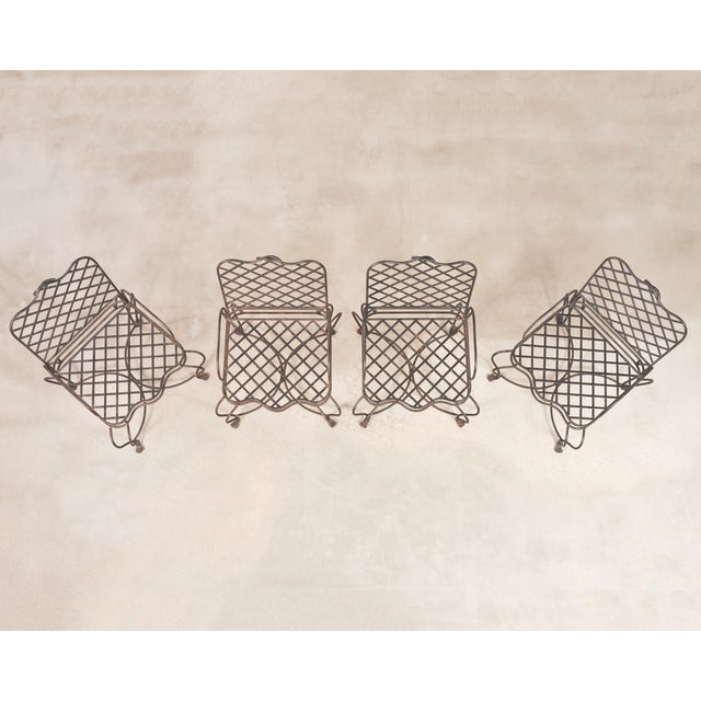 Neoclassical Set of Four Rose Tarlow Style Twig Iron Garden Dining Armchairs For Sale - Image 3 of 18