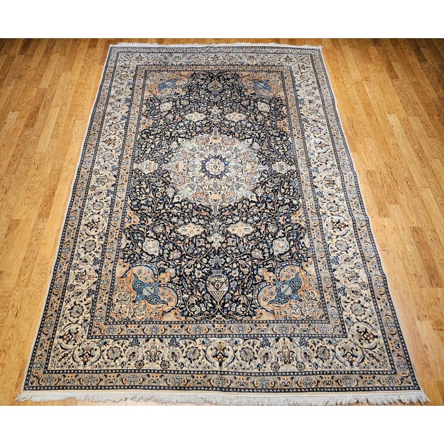 "A magnificent finely hand knotted Persian Nain room size rug circa the third quarter of the 1900s (circa 1950s-1975)....