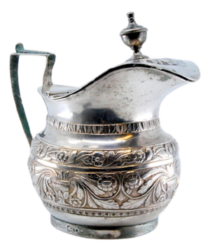 Chiseled Silver Milk Jug with a Knob
