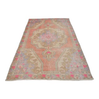 Apricot Colour Oushak Vintage Rug For Sale