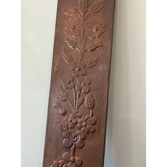 1970s 1970s Copper Hammered Floral Relief Decoration Panel For Sale - Image 5 of 14
