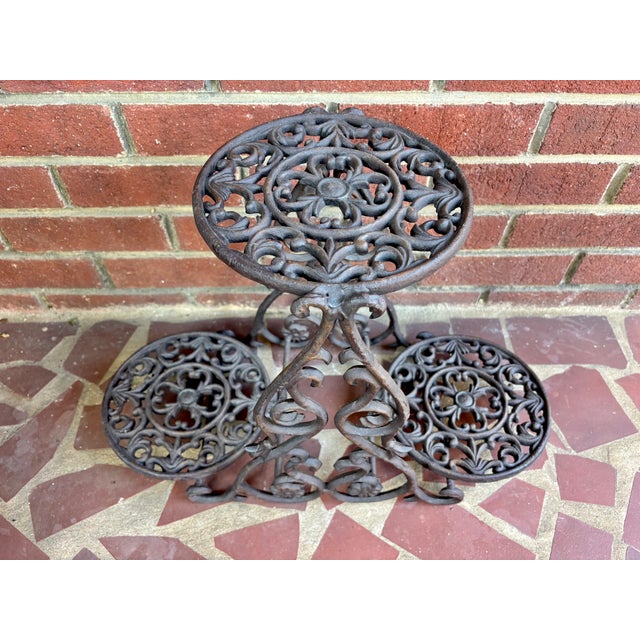 Victorian Antique English Victorian Cast Iron Plant Stand For Sale - Image 3 of 10
