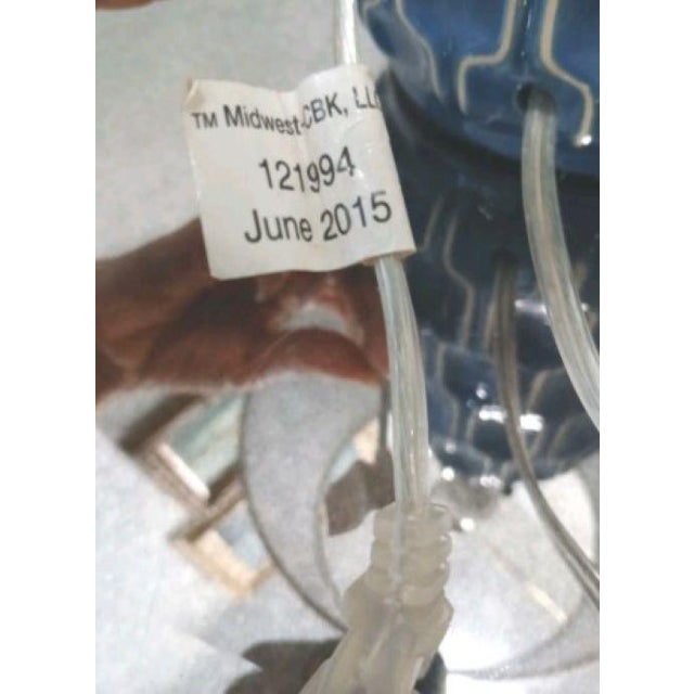 Moroccan Style Lamp Ocean Blue Handpainted Ceramic Bedroom Decor W Shade For Sale - Image 15 of 15