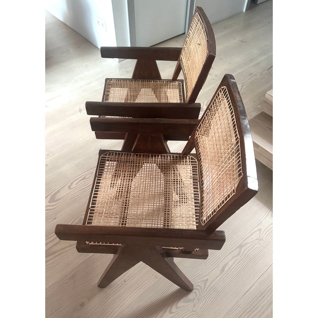 Cane Desk Chairs by Pierre Jeanneret for Chandigarh, 1956, Set of 2 For Sale - Image 14 of 18