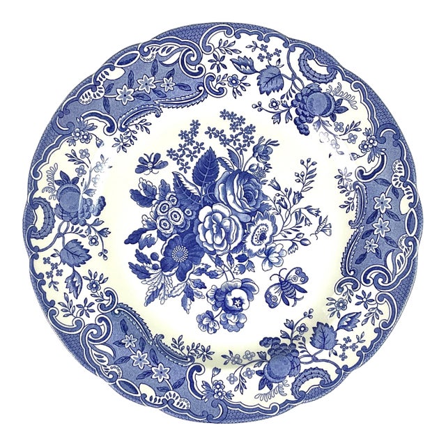 1990s Spode Blue Room Garden Collection“ Blue Rose” Plate For Sale