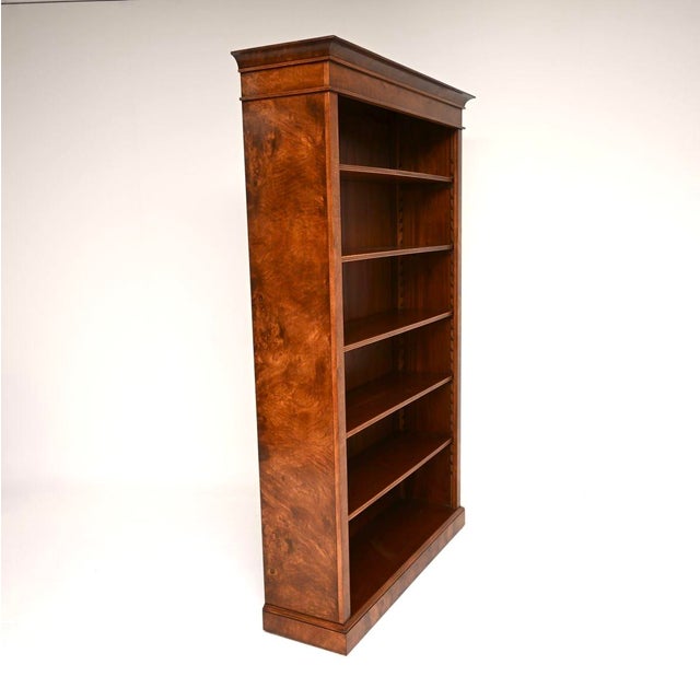 Antique Victorian Walnut Open Bookcase, 1950s For Sale - Image 4 of 11