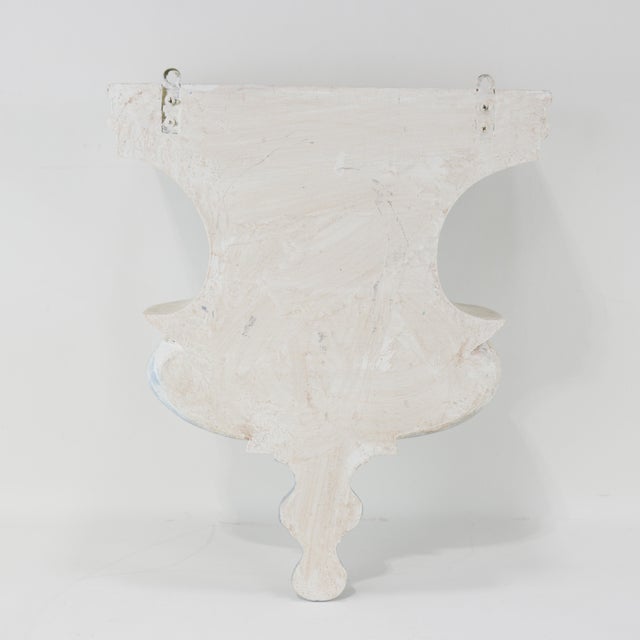 French Provincial Pair of French Provincial Style Carved Wall Brackets – Aged Blue & White Finish For Sale - Image 3 of 11