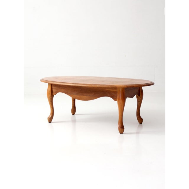 Vintage Oak Oval French Provincial Coffee Table For Sale - Image 12 of 17