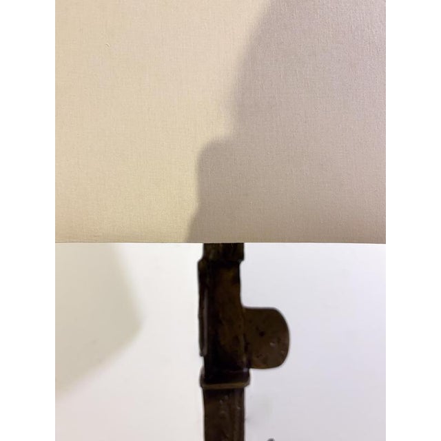 Brutalist Bronze Floor Lamp with Incrusted Stones, 1970s For Sale - Image 4 of 7