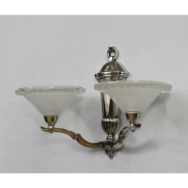 French Art Deco Wall Sconces by Petitot & Gauthier Ezan France 1930s - A Pair For Sale - Image 9 of 12