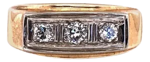 14 Karat Three Diamond Yellow and White Gold Ring or Wedding Band 0.36 TDW