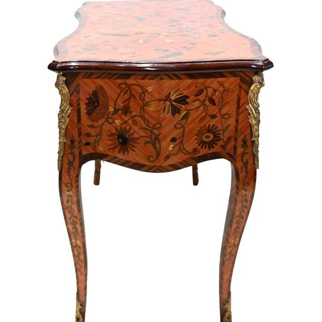 French Writing Desk in Marquetry Inlay For Sale - Image 10 of 14