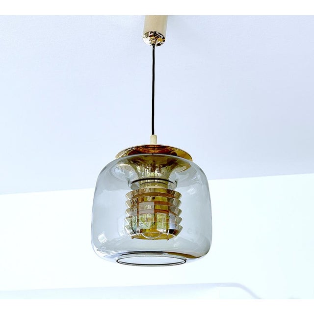 Mid-Century Modern Vintage Gilded Glass Pendant Light from Erco, 1970s For Sale - Image 3 of 13