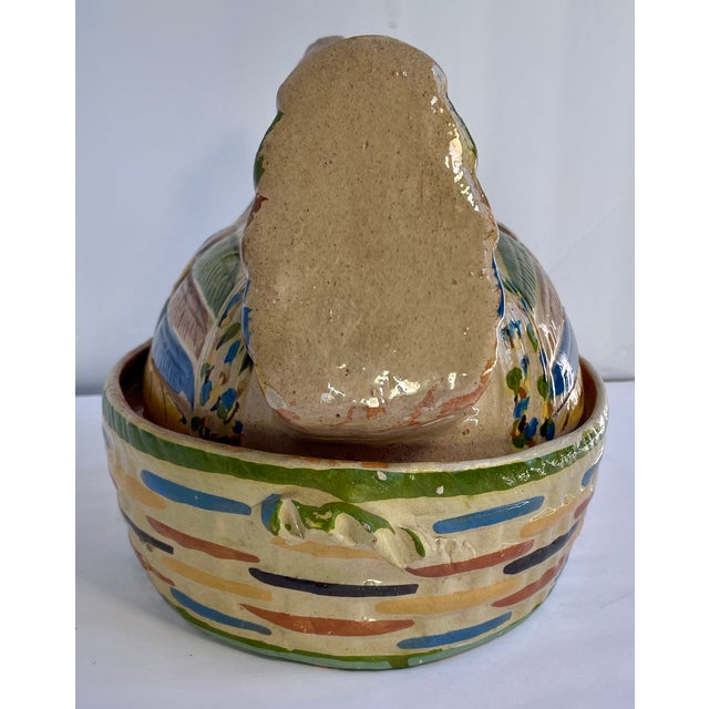 1940s Handmade Mexican Chicken in a Basket Lidded Casserole - For Sale - Image 4 of 11