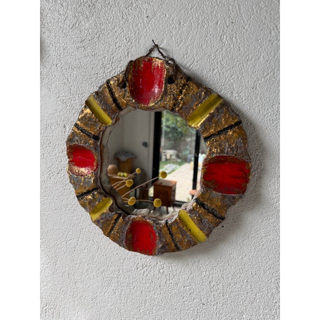 Glass Vintage Ceramic Mirrors, 1950, Set of 2 For Sale - Image 7 of 18