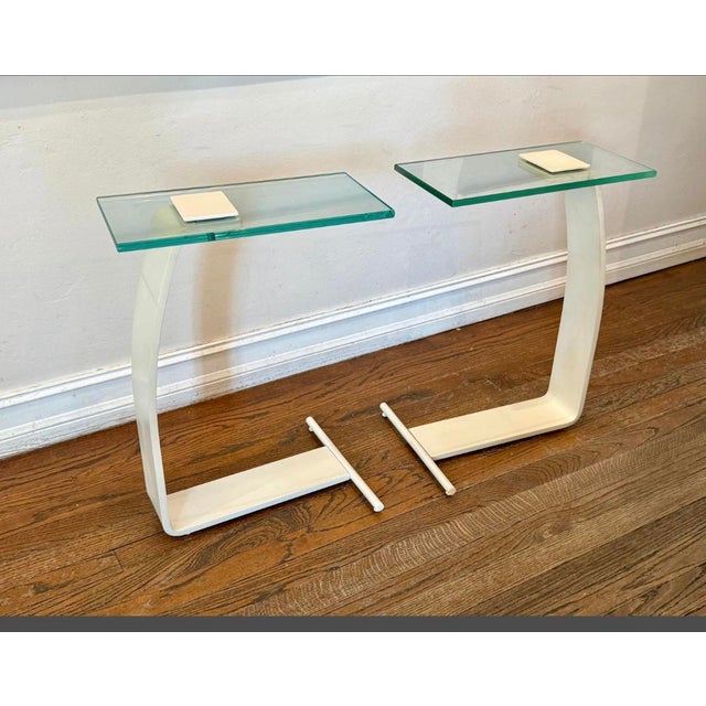 Vintage pair ca 1970s drink or smoking tables by Design Institute Of America. This pair measures 22 inches in height, 16...