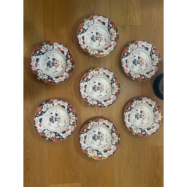 Brownfield & Sons Chinoiserie Bowls 1871 - 1891 Imari Pattern Ironstone - Set of 7 For Sale - Image 12 of 12