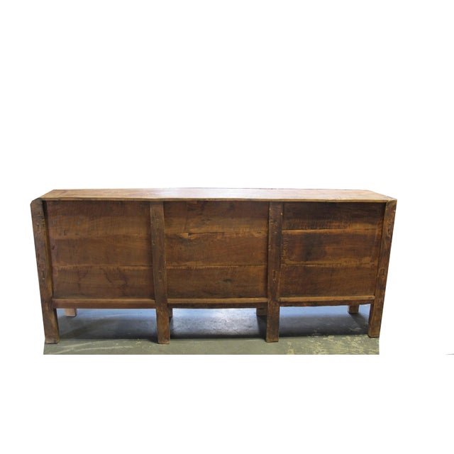 Aged Poplar 3 Door Cabinet For Sale - Image 10 of 10