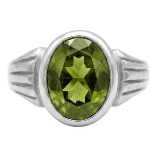 Peridot Oval Cut Signet Ring, Men's Statement Ring Us 7 For Sale