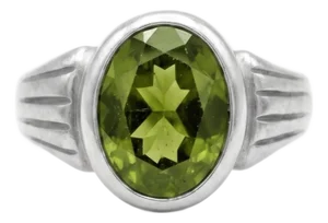 Peridot Oval Cut Signet Ring, Men's Statement Ring Us 7