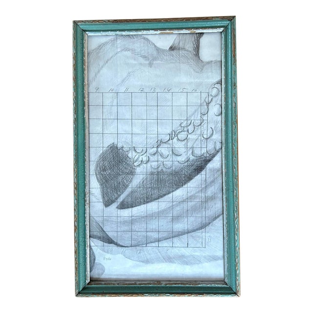 Vintage Bell Pepper Study Pencil Drawing, 1980s For Sale