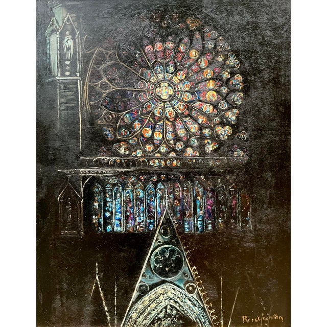 Mid-Century Modern Vintage Strasbourg Cathedral Oil Painting, 1960, Oil Painting, Framed For Sale - Image 3 of 8