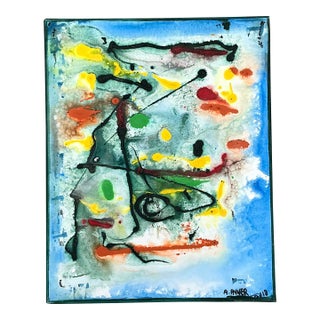 Vintage Original Abstract Oil Painting on Canvas For Sale
