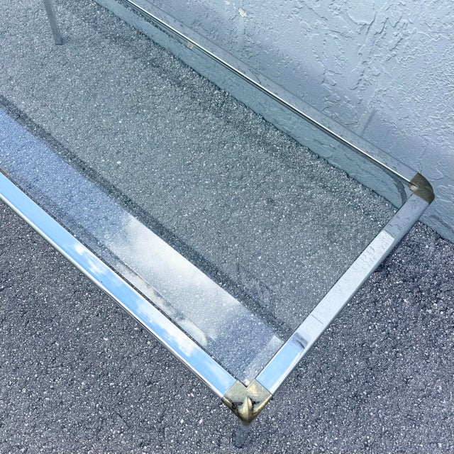 Hollywood Regency Golden Chrome Coffee Table For Sale - Image 4 of 10