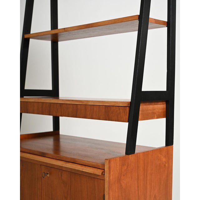 Scandinavian Teak Bookcase with Pull-Out Desk, 1960s For Sale - Image 6 of 11