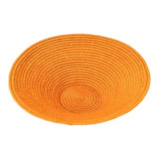 Early 20th Century Sisal Handwoven Basket Orange Eswatini 9inch For Sale