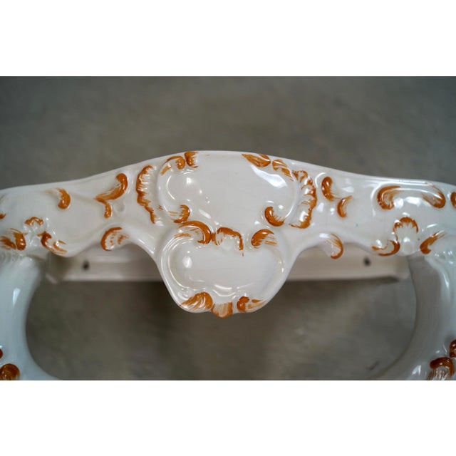 White 1970’s Italian Wall Mounting Hand Painted Ceramic Shelf For Sale - Image 8 of 12